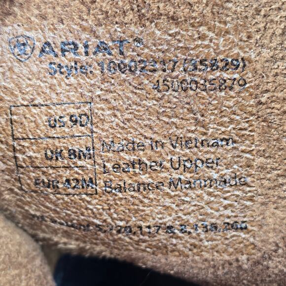 Ariat Rambler Boots Mens 9 D Brown Leather Pull On Cowboy Western Square Toe